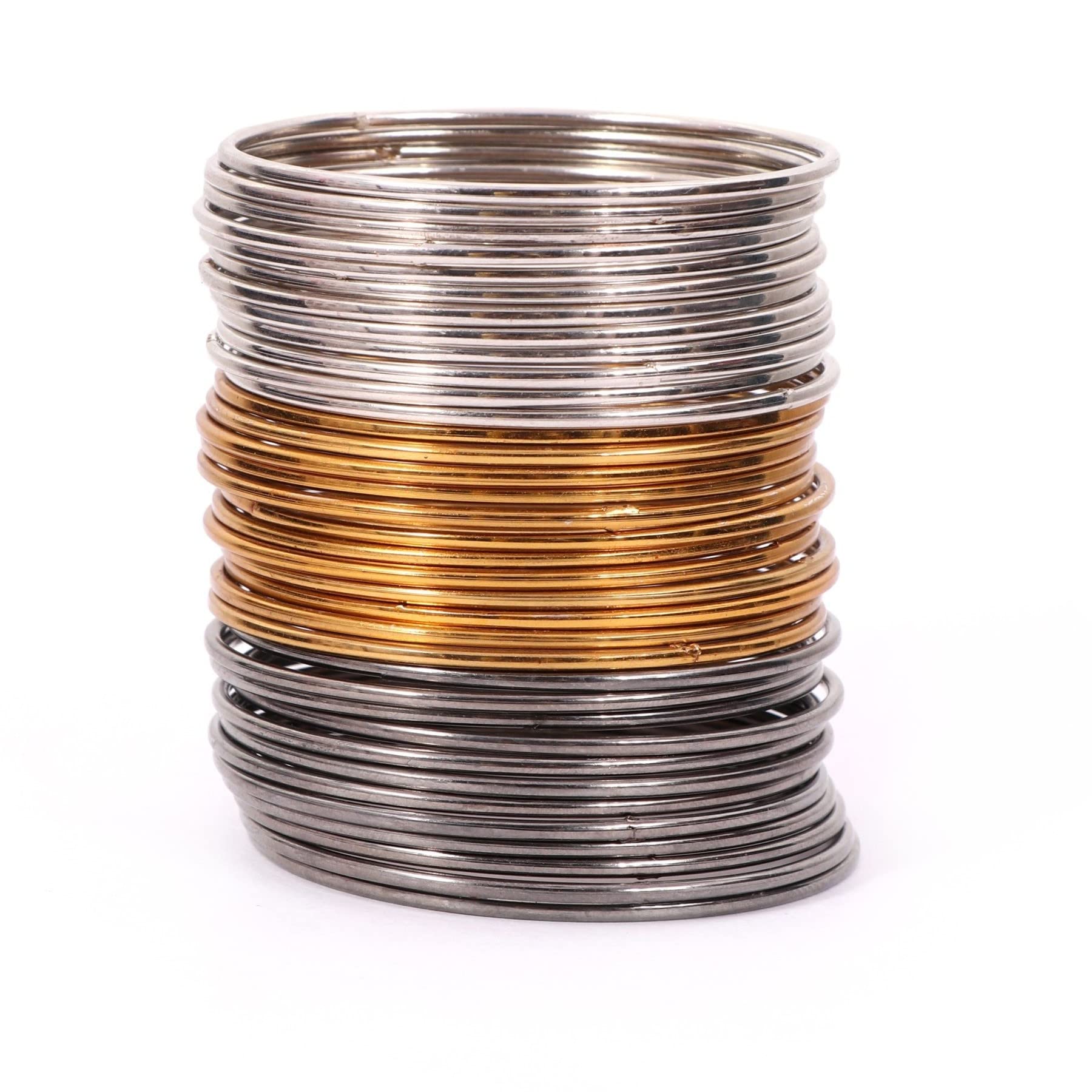 Navjai Traditional Ethnic Jewellery Golden,Black & Silver Color Oxidised Antique look Plain Metal Casual Wear Metal Bangles Set for Women and Girls (Set of 1 Bangles) (2.6) (B0C9DXZBFM) Amazon Price History, Amazon Price Tracker