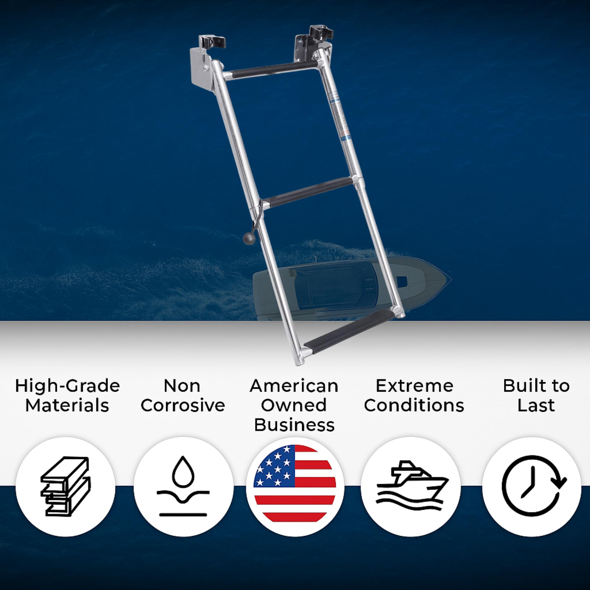 Over-platform Telescoping Drop Ladder w/horizontal handle