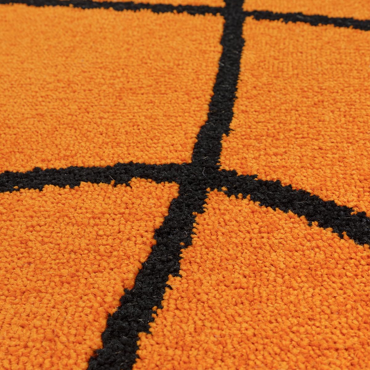 the carpet Lou Tapis doux pour enfants, tapis de jeu, poils doux et douillets, facile à entretenir, couleurs résistantes, motif de basket-ball, orange, 160 cm de diamètre