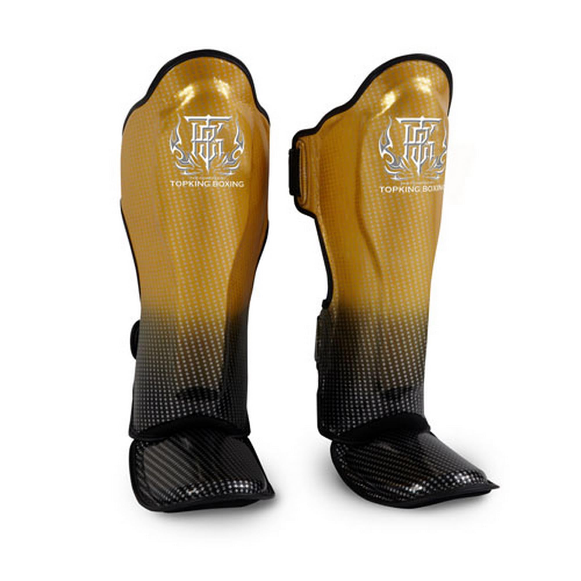 TOP KING Boxing Muay Thai Shin Guards Protector Protection (Super Star Gold, M),Medium