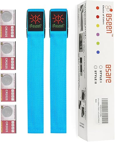 Miniatura 6 de Bseen - 1 paquete de 2 pulseras LED, brazalete para correr, pulsera LED que brilla en la oscuridad