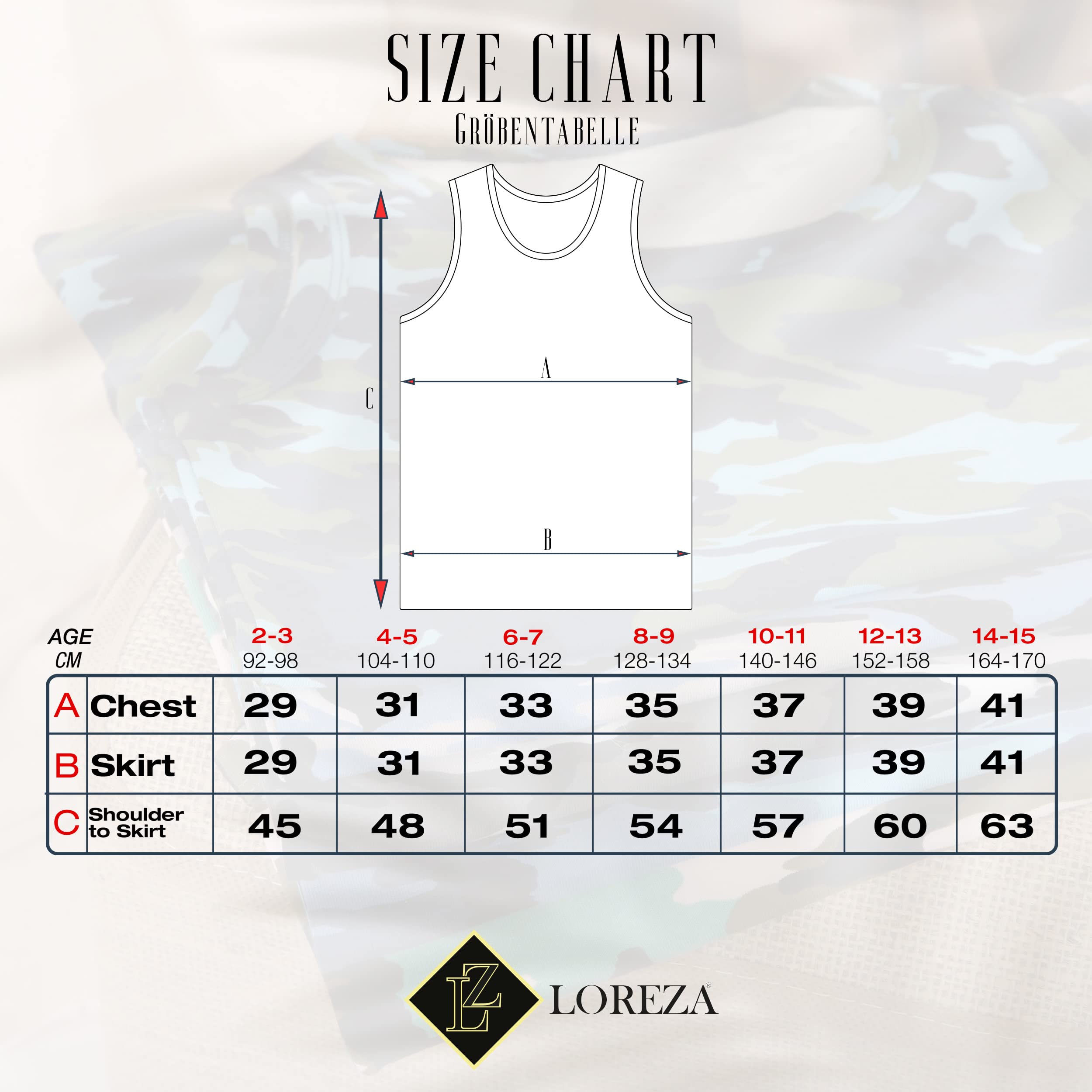 LOREZA ® 5 Camisetas de niño Camiseta sin Mangas de algodón - Camuflaje - 2-15 años
