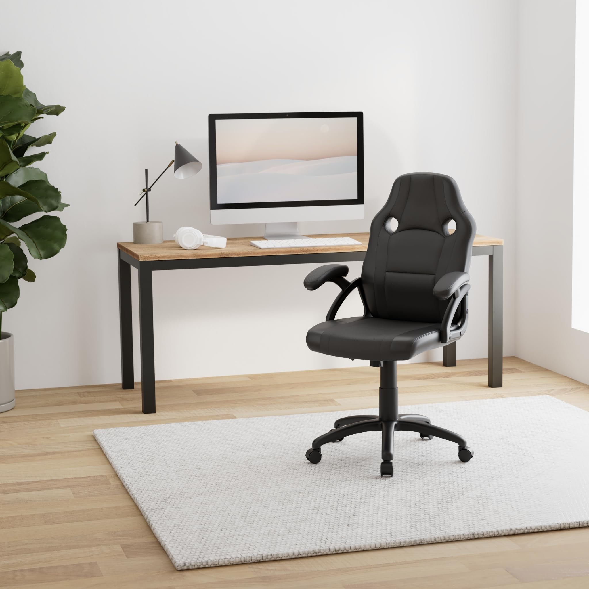 tectake® Chaise Gaming Chaise de Bureau Fauteuil de Bureau Siège Gaming Fauteuil pivotant Design à 360°, Chaise Ergonomique, Fauteuil avec Accoudoirs, Roulette, Hauteur réglable, Teletravail