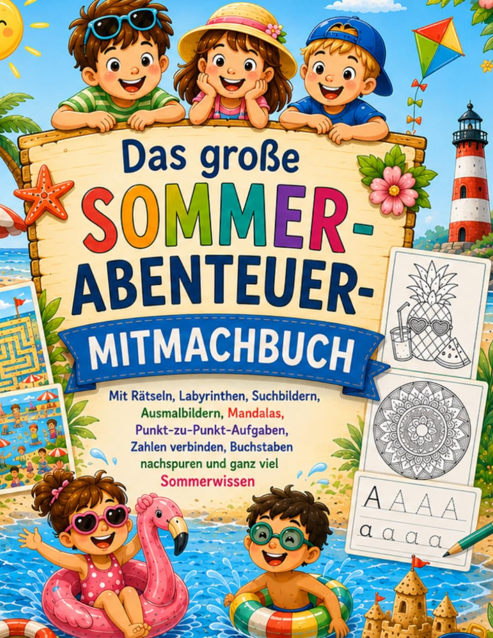 Das große Sommer-Abenteuer-Mitmachbuch: Mit Rätseln, Labyrinthen, Suchbildern, Ausmalbildern, Mandalas, Punkt-zu-Punkt-Aufgaben, Zahlen verbinden, ... Sommerwissen (Sommerkinder: Mitmach-Spass)