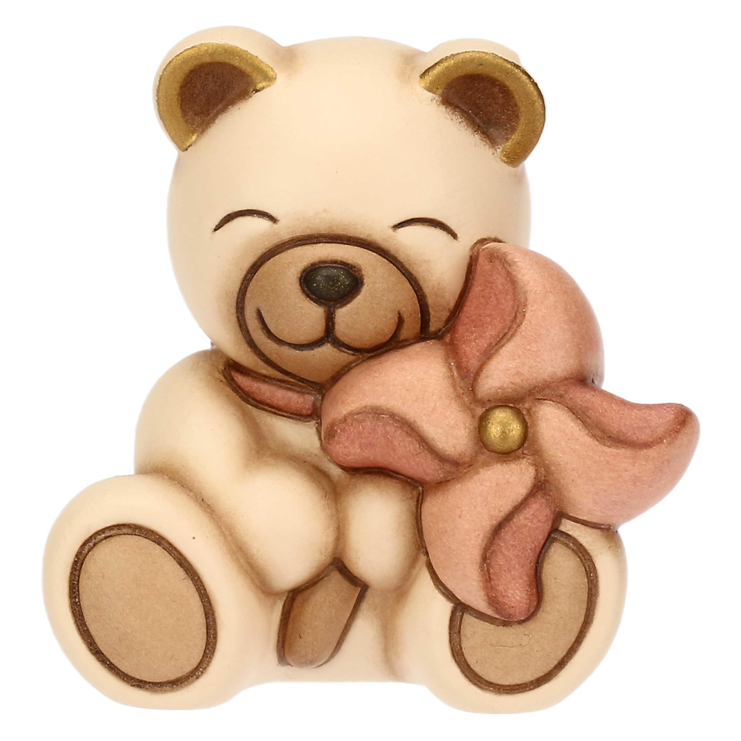 THUN - Teddy with Pink Pinwheel - Ceramic - Favour Collection - 5 x 4 x 5 cm