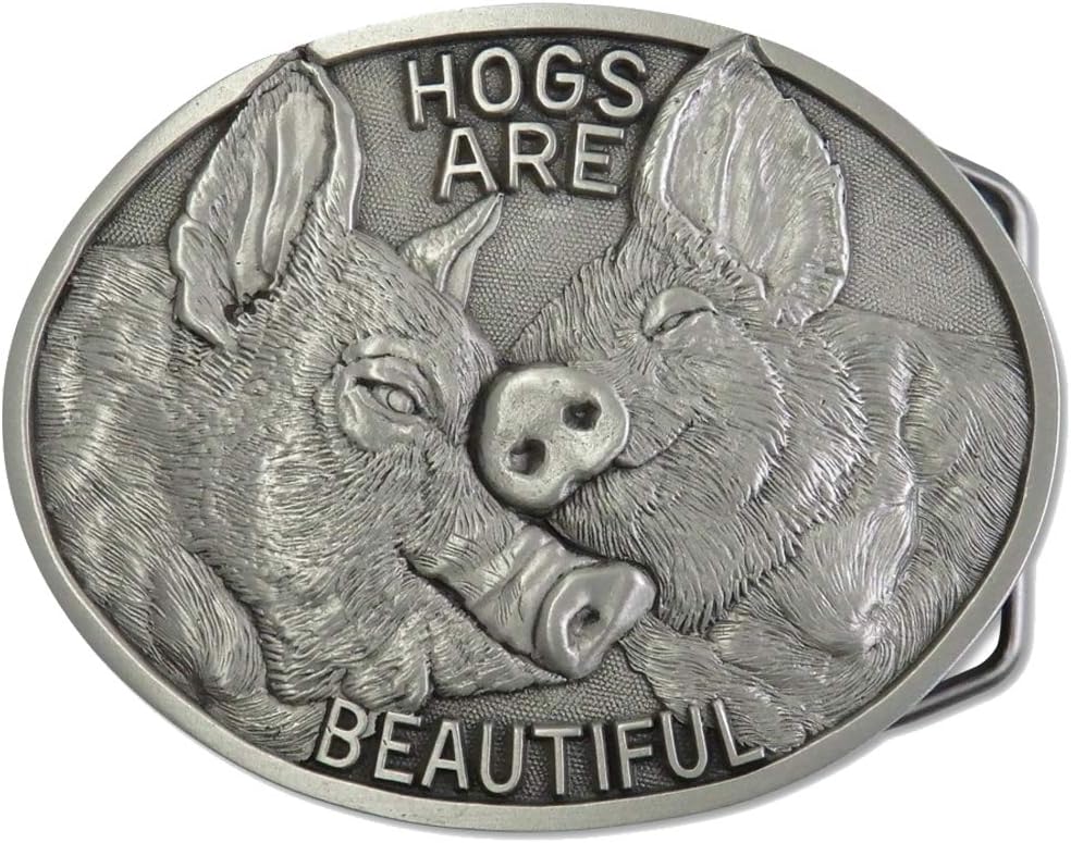 Indiana Metal Craft Hogs are Beautiful Pewter Belt Buckle - Unleaded Pewter Buckle for 1.50" or 1.75" Belts, Made in USA