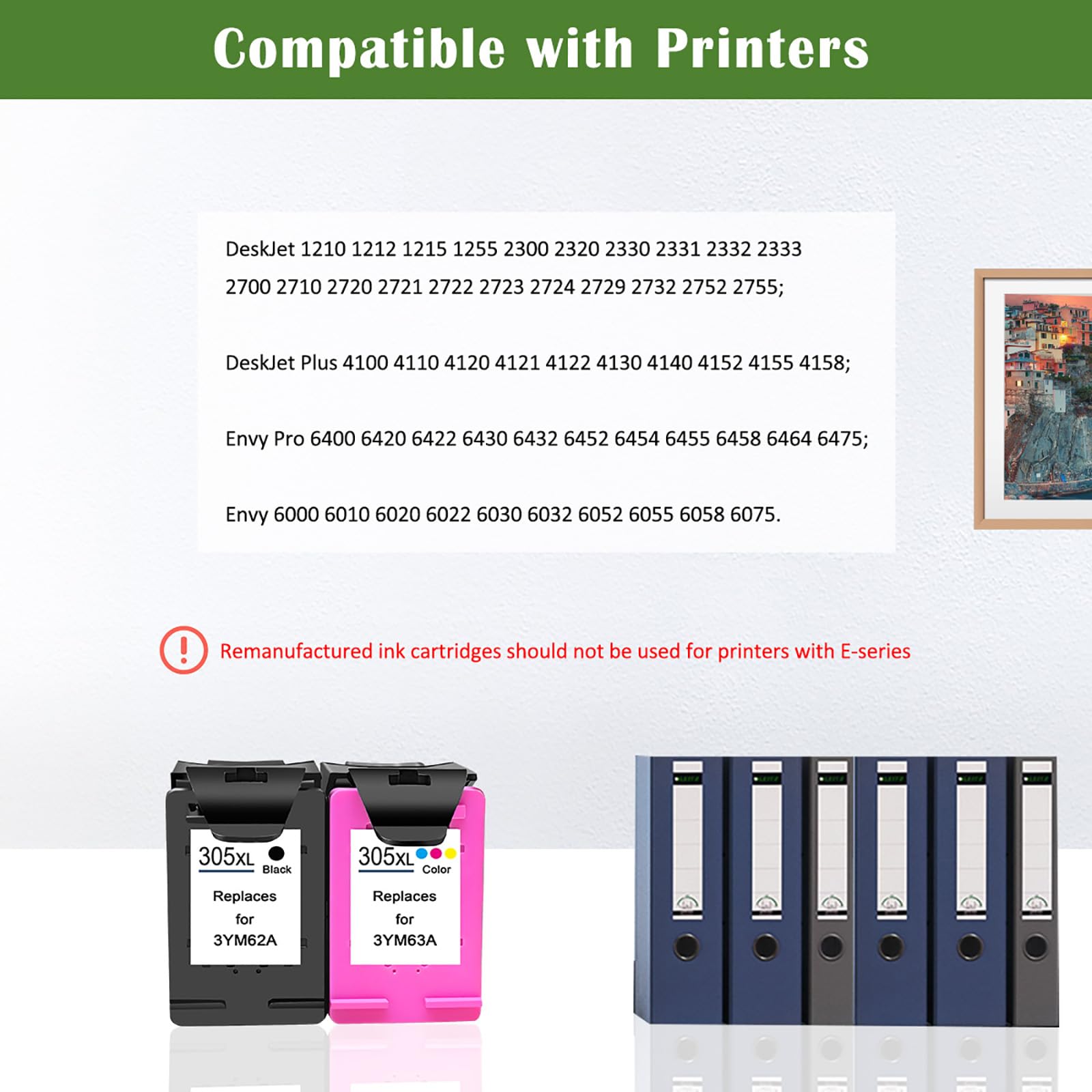 305XL 305 XL Ad alto rendimento Rigenerato Cartuccia d'inchiostro 550 Pagine Nero 400 Pagine Tricolore per H P Envy 6000 6010 6020 6030 Pro 6400 6420 6430 DeskJet 2700 2710 2720 Plus 4100 4110 4120