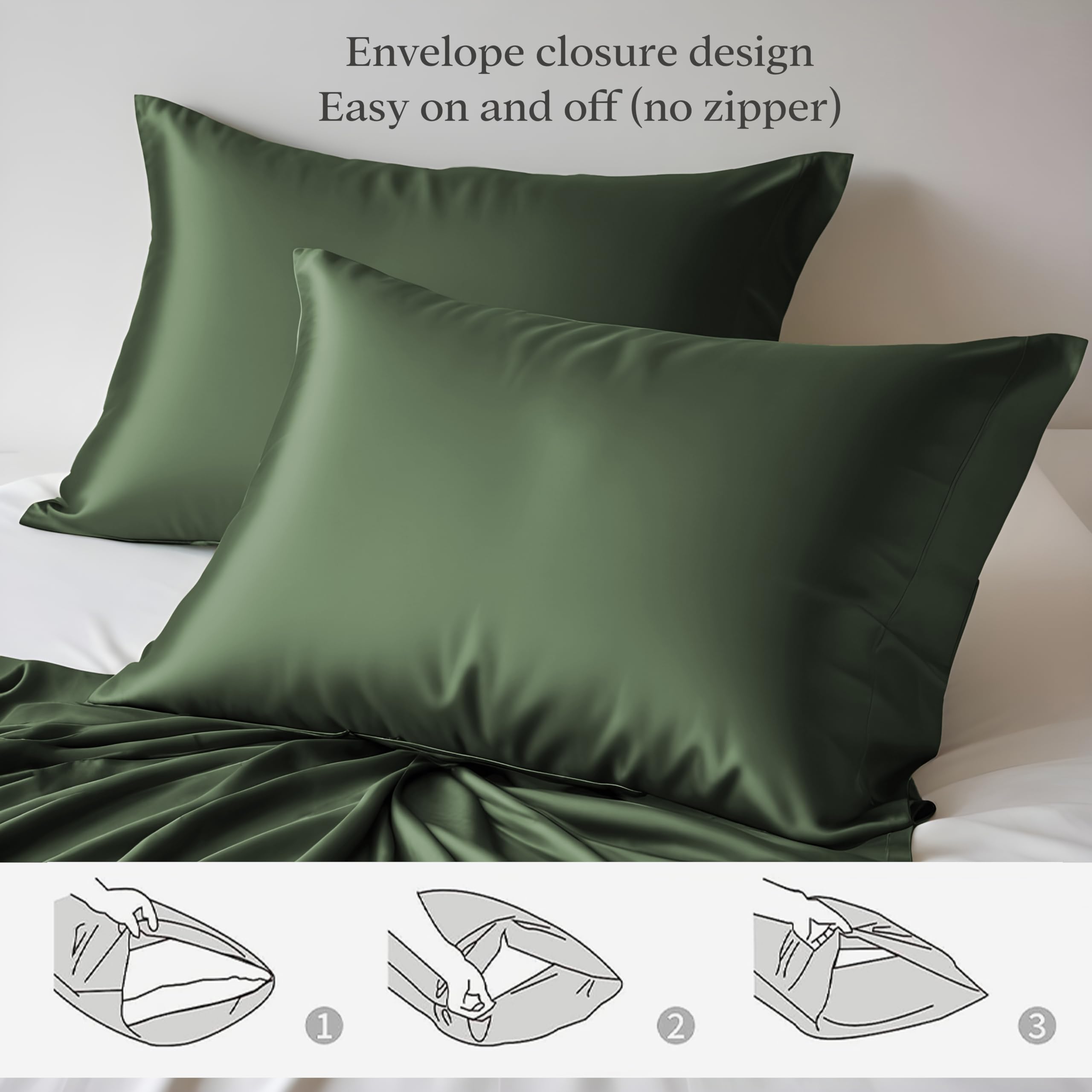 LINENWALAS Organic Vegan Bamboo Fitted Sheet with Pillowcase, Deep Pocket 16 Inch Softest - Image 3