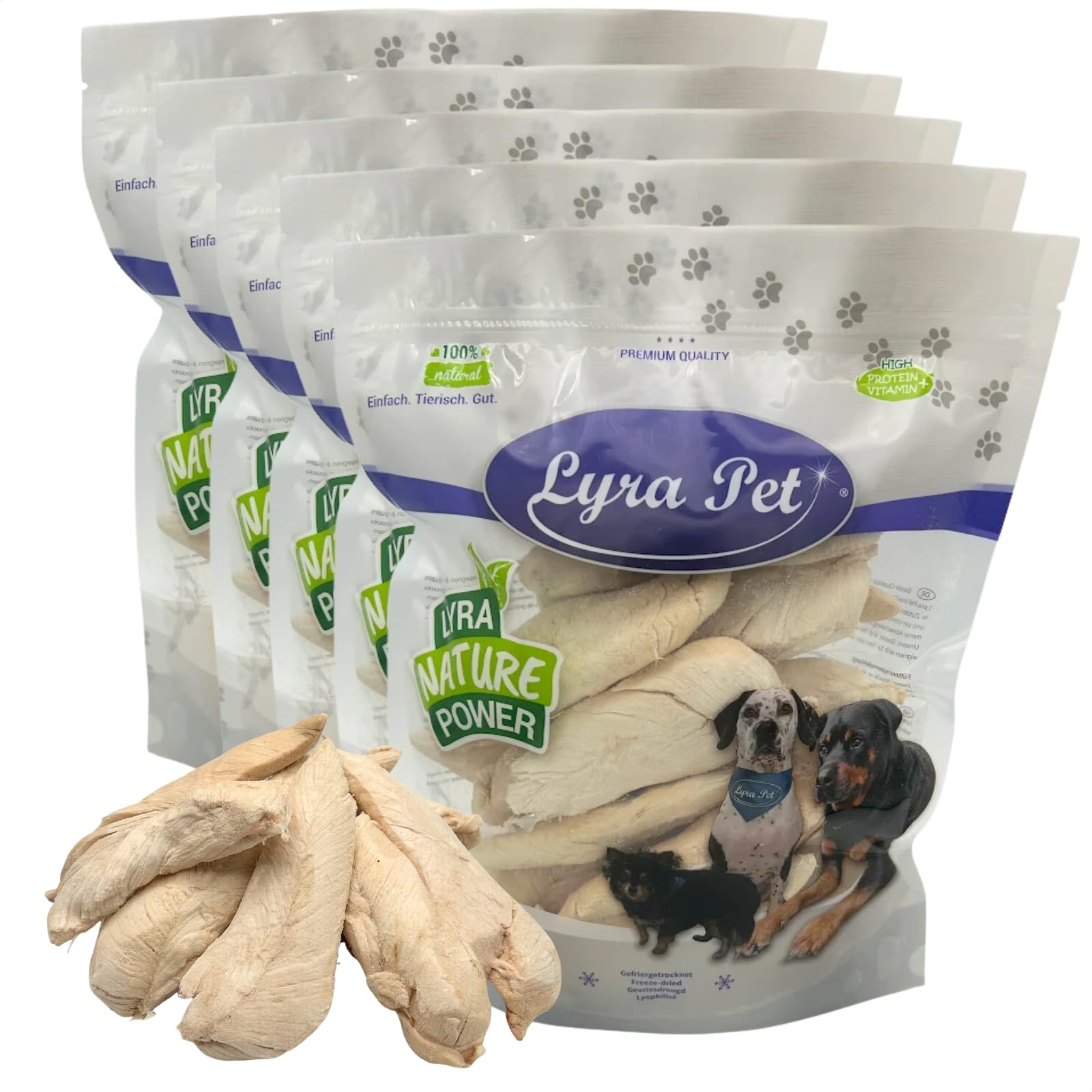 Lyra Pet® 1 kg (5 x 200 g) Poitrine de Poulet lyophilisée - Friandises pour Chiens