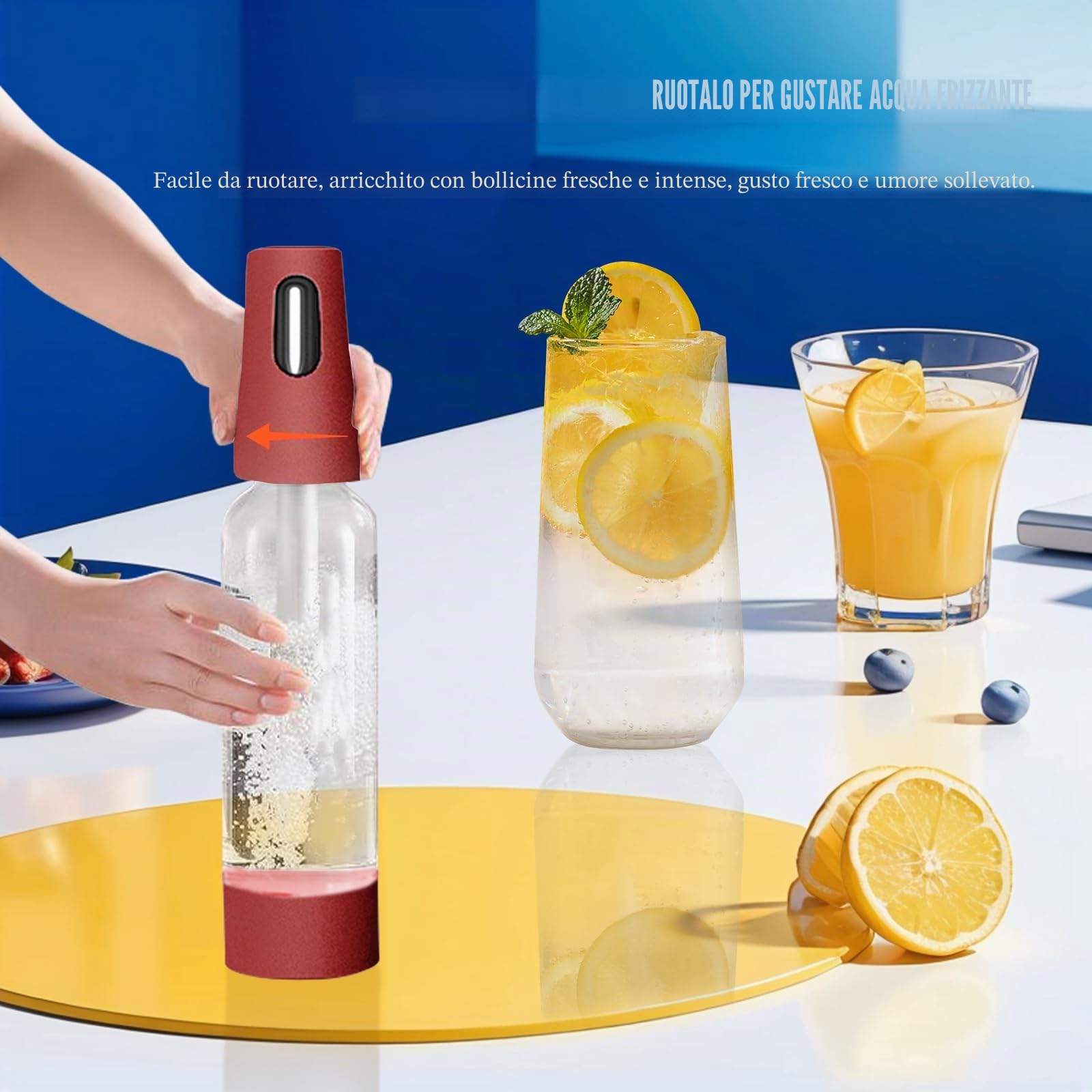 Soda Maker,Sifone di Soda 1L,Soda Siphon Bottle Portatile,Produttore di Acqua Frizzante fai da te in 3 Secondi,Piccolo Produttore di Soda per la Casa e l'esterno,Per Preparare Succhi,Mojito e Cocktail