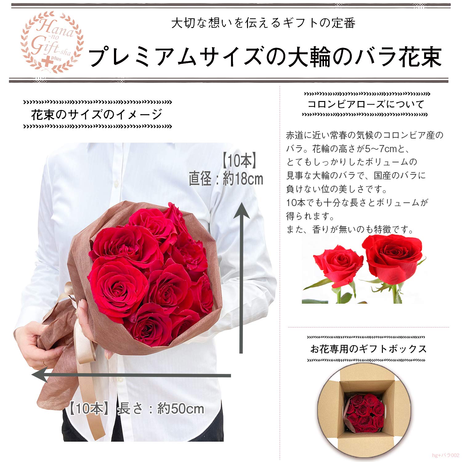 Amazon | 花のギフト社 バラ 花束 10本 赤 コロンビアローズ