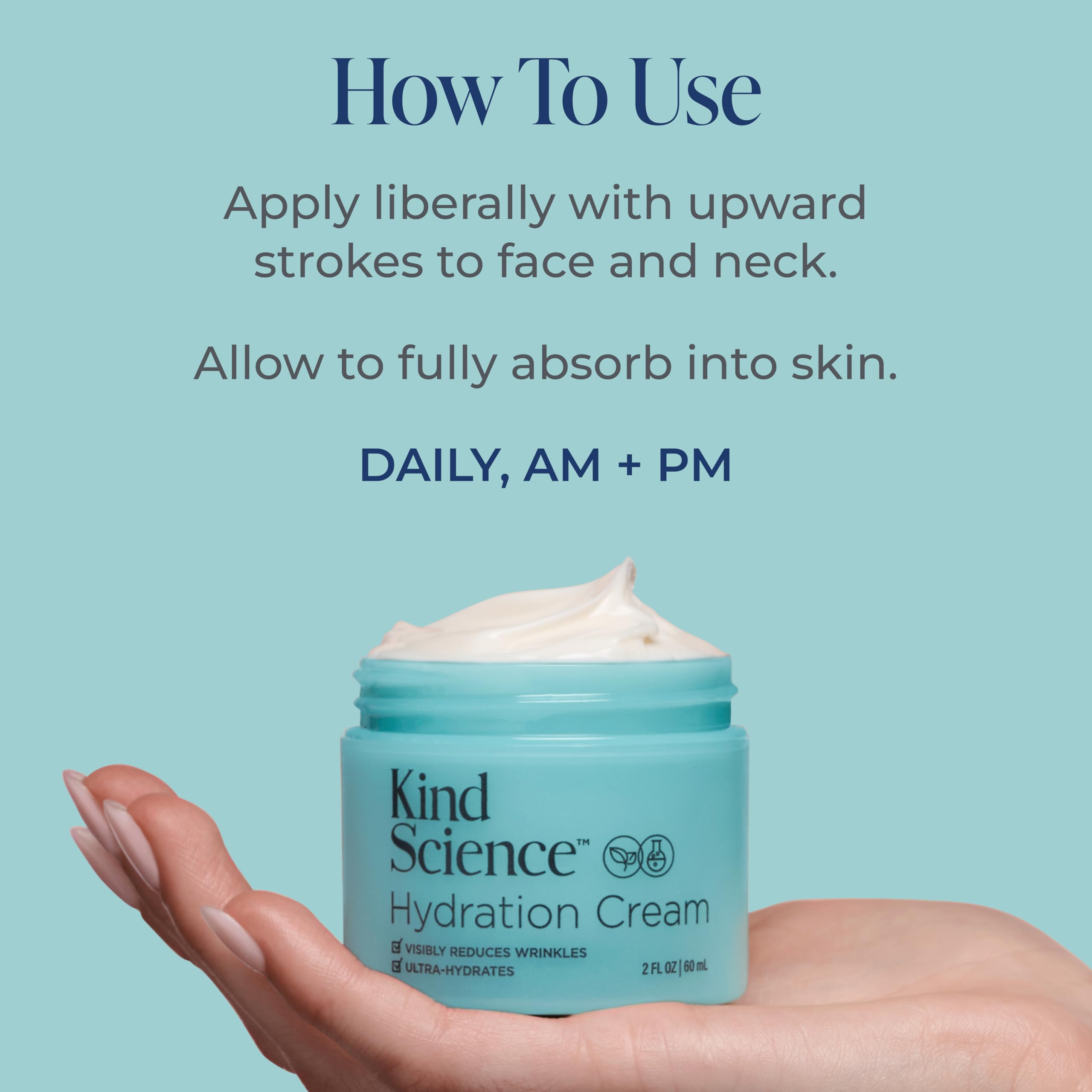 Kind Science Hydration Cream Facial Moisturizer, Anti-Aging, Fragrance-Free, 2 oz