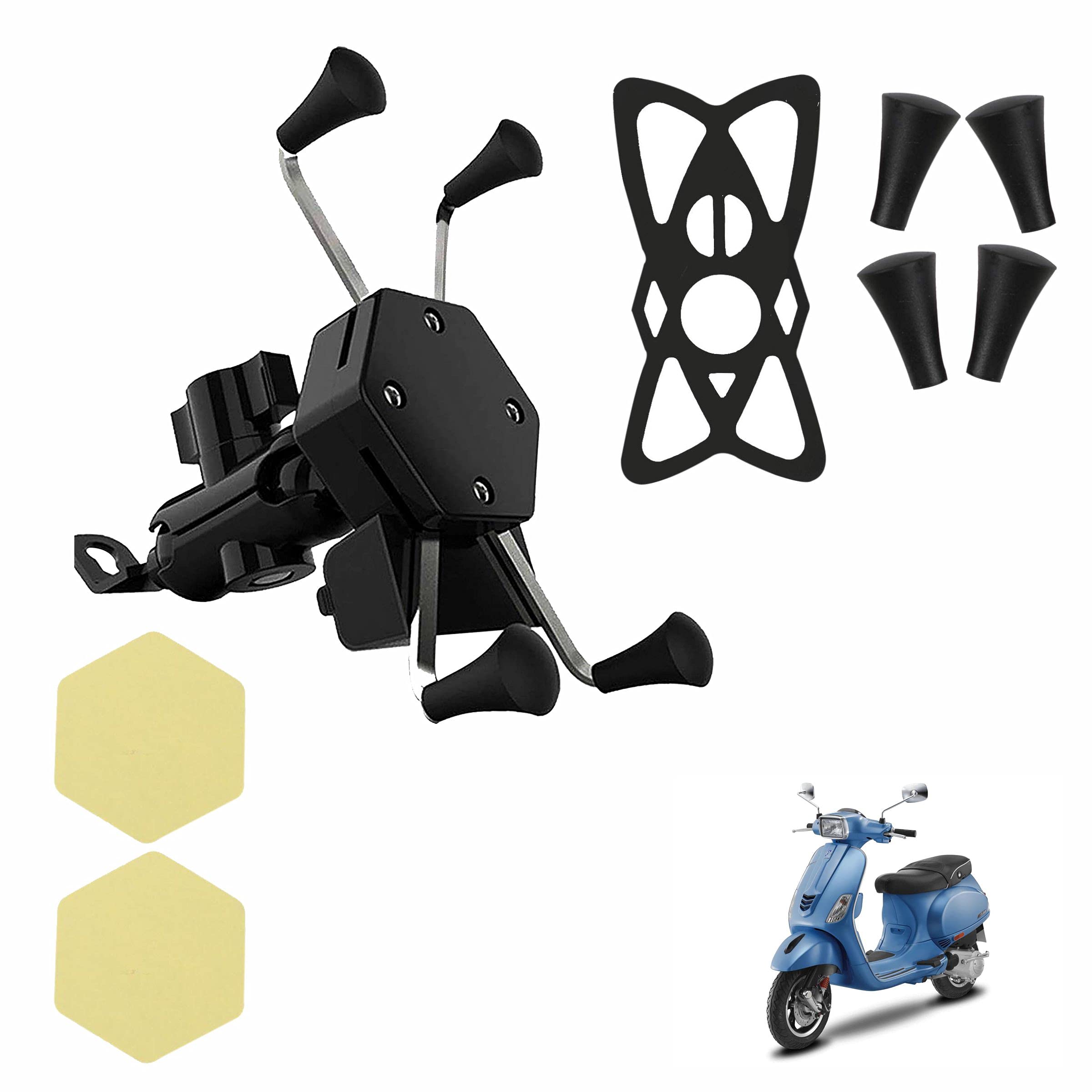 X-Grip Latest Verson Phone Holder with Mobile USB Charging Port for Vespa VXL 150 (1 PCs, 5V-2A Black)-picture-25