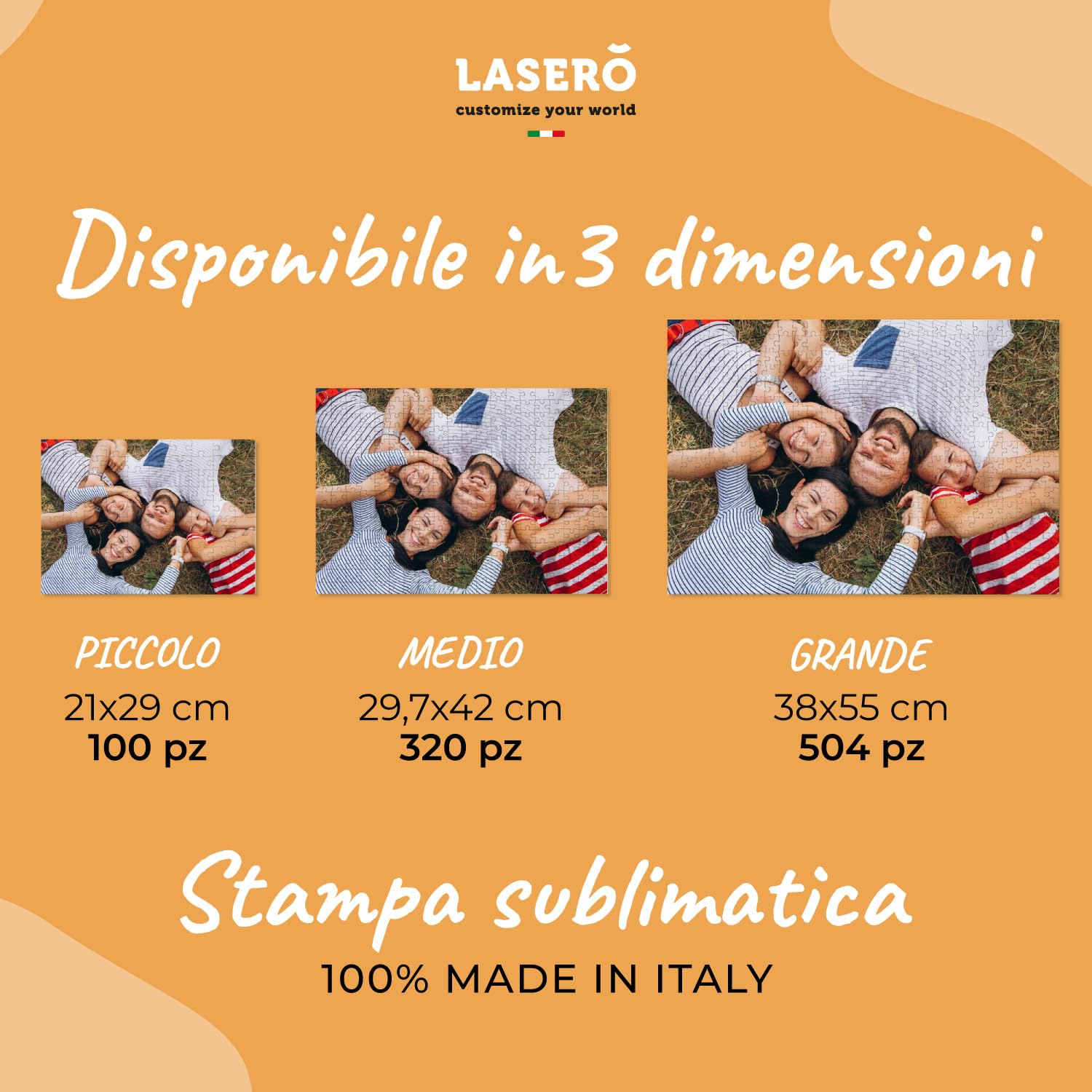 LASERO' Puzzle Personalizzato con Foto 42x29,7cm – 320 Pezzi – Puzzle Personalizzato HD – Idea Regalo Originale per Anniversario e Compleanno