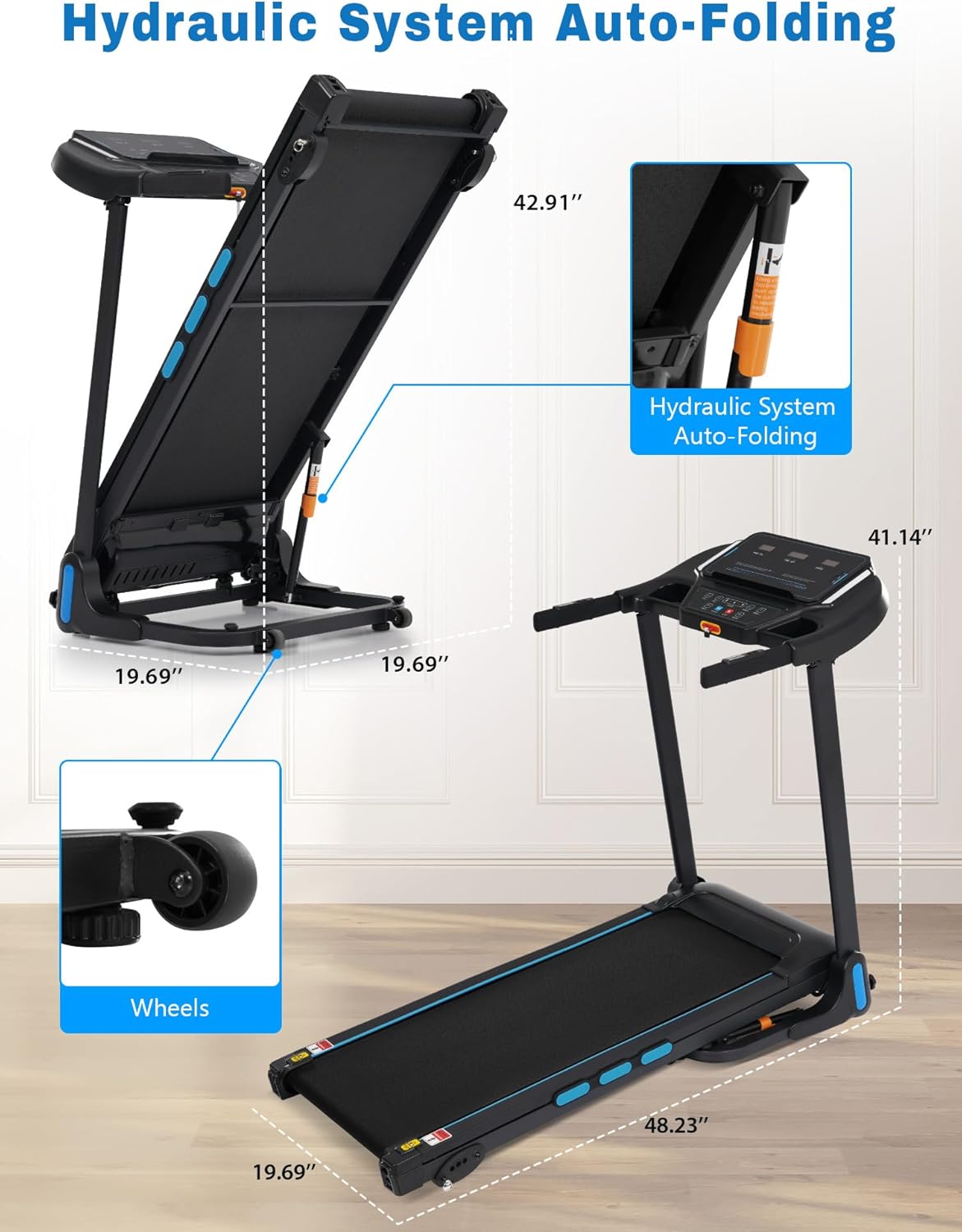 Merax Incline Treadmill, 10MPH Treadmills for Home, 3.0HP Running Treadmill for Exercising, 350LBS Sport Machines Fitness for Home with Bluetooth,Pulse Monitor,Auto Folding,Dual Control Mode