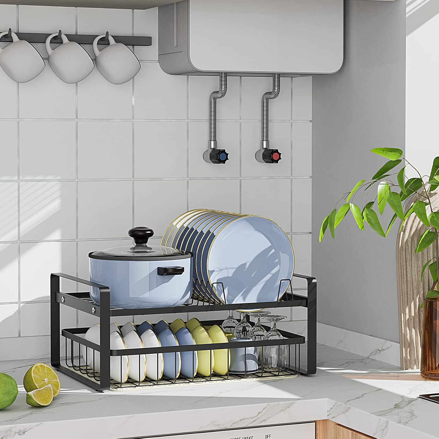 Queta Escurreplatos Cocina De Acero Inoxidable, Escurridor Platos Con 2