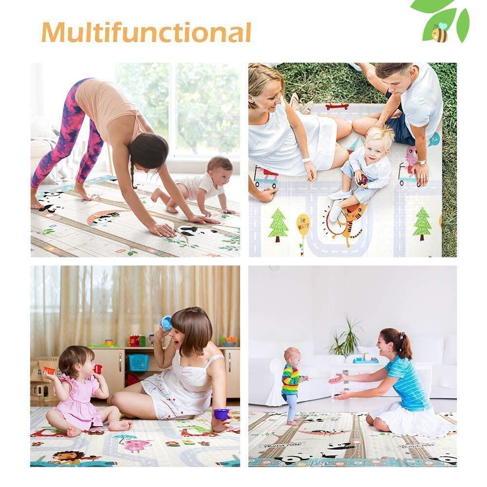 SILENCIO Waterproof Portable Double Side Extra Large Soft Reversible Non Toxic Bpa Free Learning&Crawling Fordable Foam Baby Mat(Multicolored)(6.5 * 6 Ft) 2