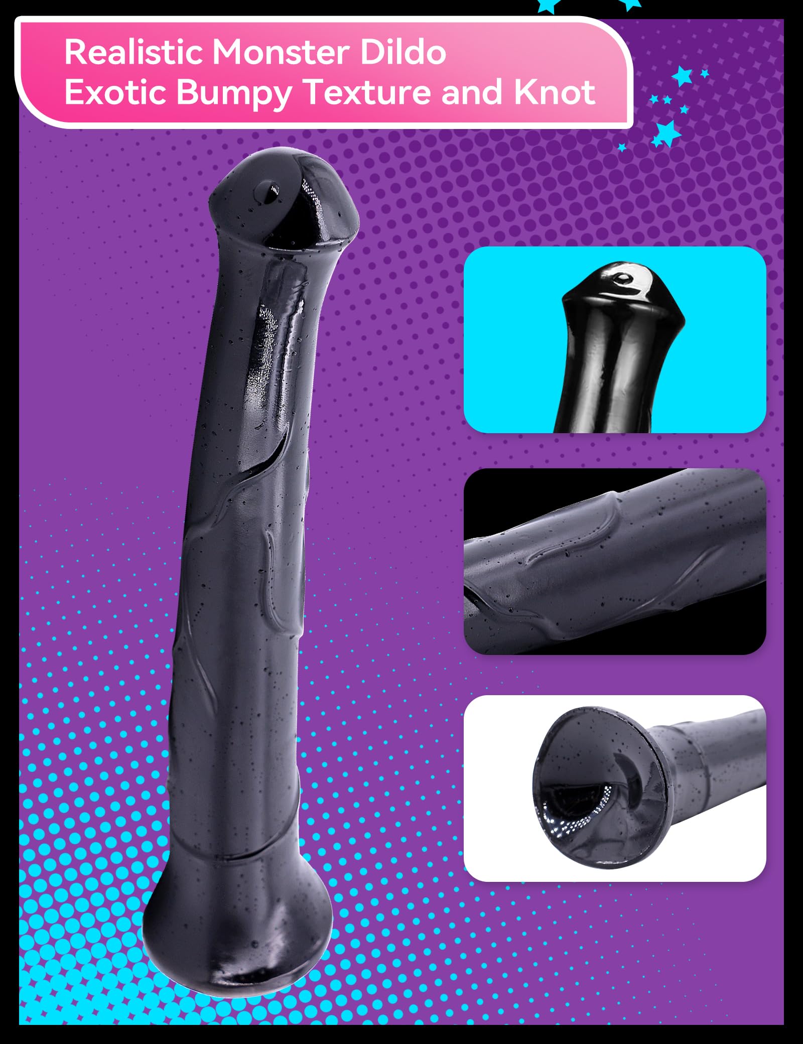 Super Long Horse Dildo 17inch Huge Big Cock Thick Animal Dildo Giant Anal Plug Adult Sex Toys for Men and Couples (Black): Black