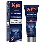 No Hair Crew Body At Home Hair Removal Cream for Manscaping Unwanted Hair with Energizing Ginseng, Premium Depilatory, Painless & Flawless, Made for Men, 200ml