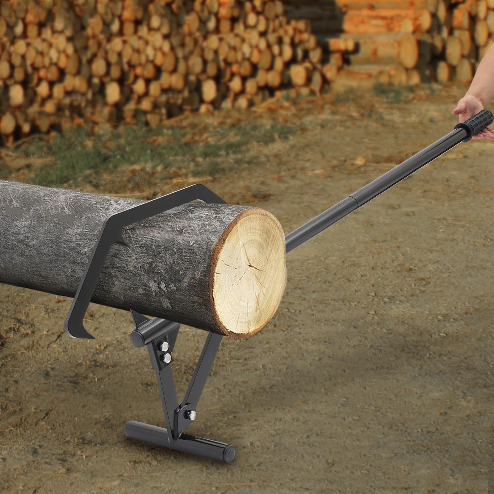 Podnośnik do cięcia 129 cm, drewniany podnośnik z regulowanym hakiem obrotowym i antypoślizgowym uchwytem, podnośnik do pnia ze stali, pomoc przy ścinaniu do prac leśnych i leśnych