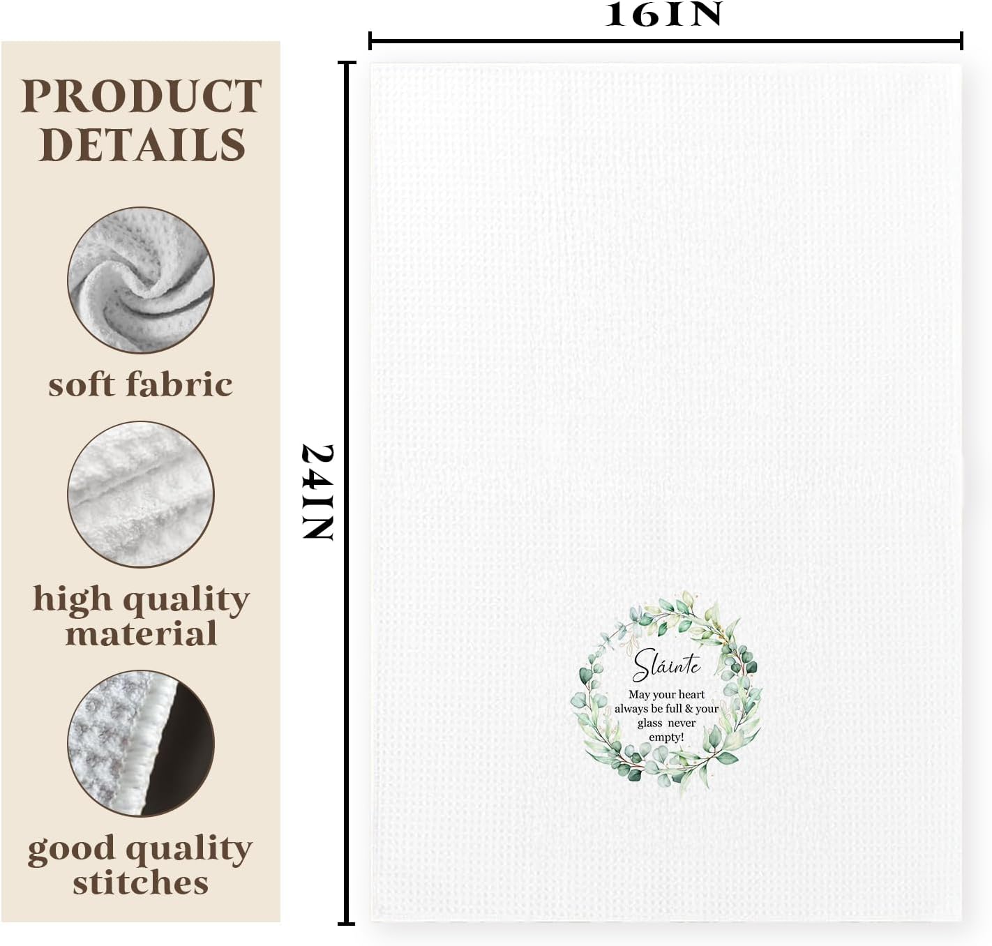 Slainte Irish Blessing Kitchen Towels, Irish Blessing Gifts Dish Tea Towels, Wreath Ireland Blessings Decorative Hand Towel for Kitchen Bathroom, 16x24 Inch - Image 6