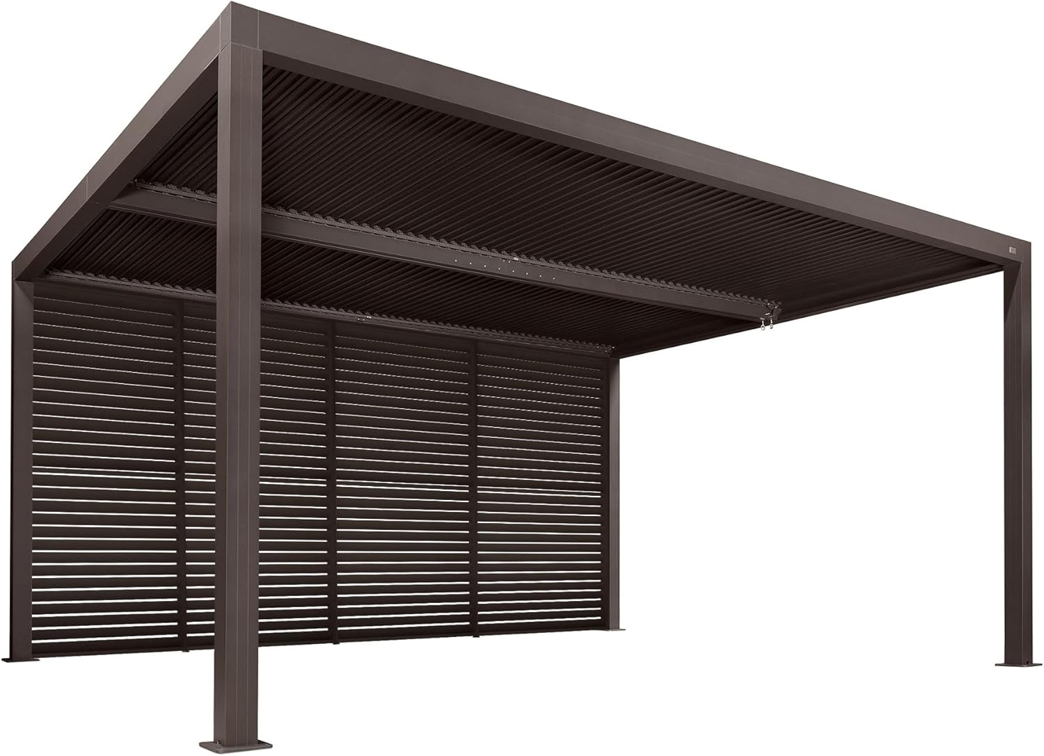 PURPLE LEAF Outdoor 10' × 16' Louvered Pergola with 16FT Detachable Louver Wall Patio Adjustable Aluminum Canopy Retractable Metal Roof for Deck Outside Backyard Hardtop Gazebo Sun Shade