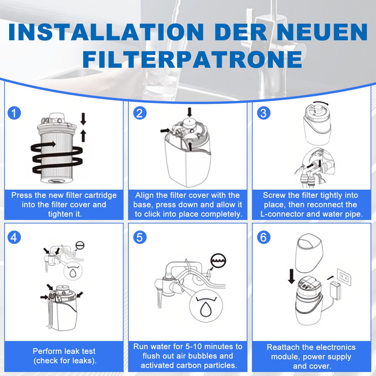 Roadtime Filtro de agua compatible con Amway espring 100186M/100188CH, filtro de carbón activo HEPA, cartucho de filtro de alta precisión, cartuchos de prefiltro elimina olores y mejora la calidad del
