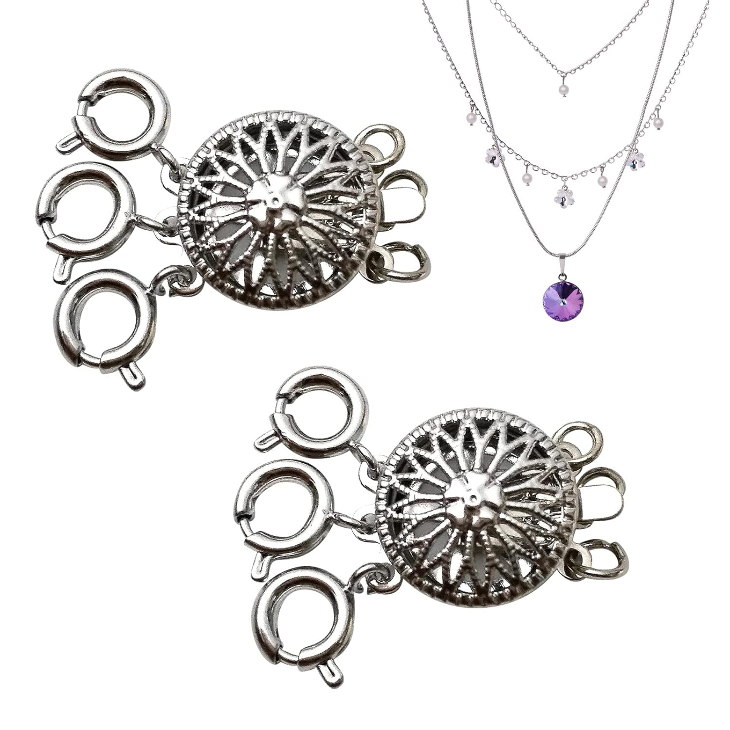 2 Pieces Layered Necklace Spacer Clasp, Multi Necklace Layering Clasp