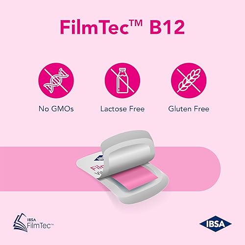 Miniatura 3 de Ibsa FilmTec B12 - Suplemento dietético  500 mcg de vitamina B12-30 películas de disolución oral para liberación inmediata y tolerabilidad  Sin