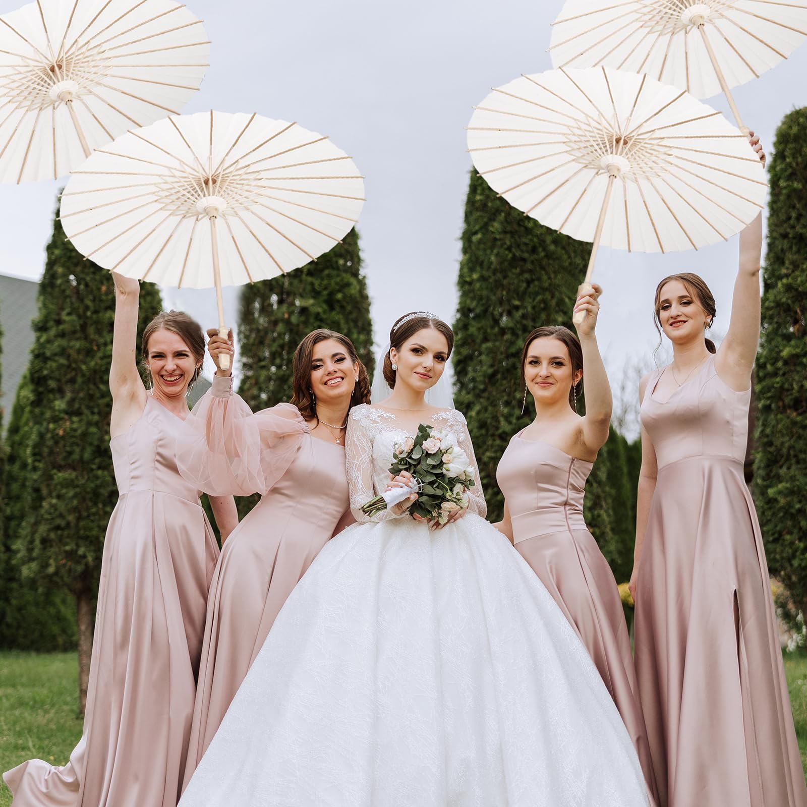 Weiße Papierschirme, Hochzeitsschirm, Großpackung für Sonne, chinesischer japanischer Sonnenschirm, DIY Malerei Regenschirm für Gäste, Hochzeit, Party, Dekoration (84 cm, 15 Stück)