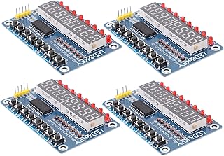 CIYODO 4pcs 8 8 Bit Led Digital Tube Led Display Module Digital Tube 8 Keys for Microcontroller Display Module with Keys for Microcontroller Led Digital Tube Display PCB Number