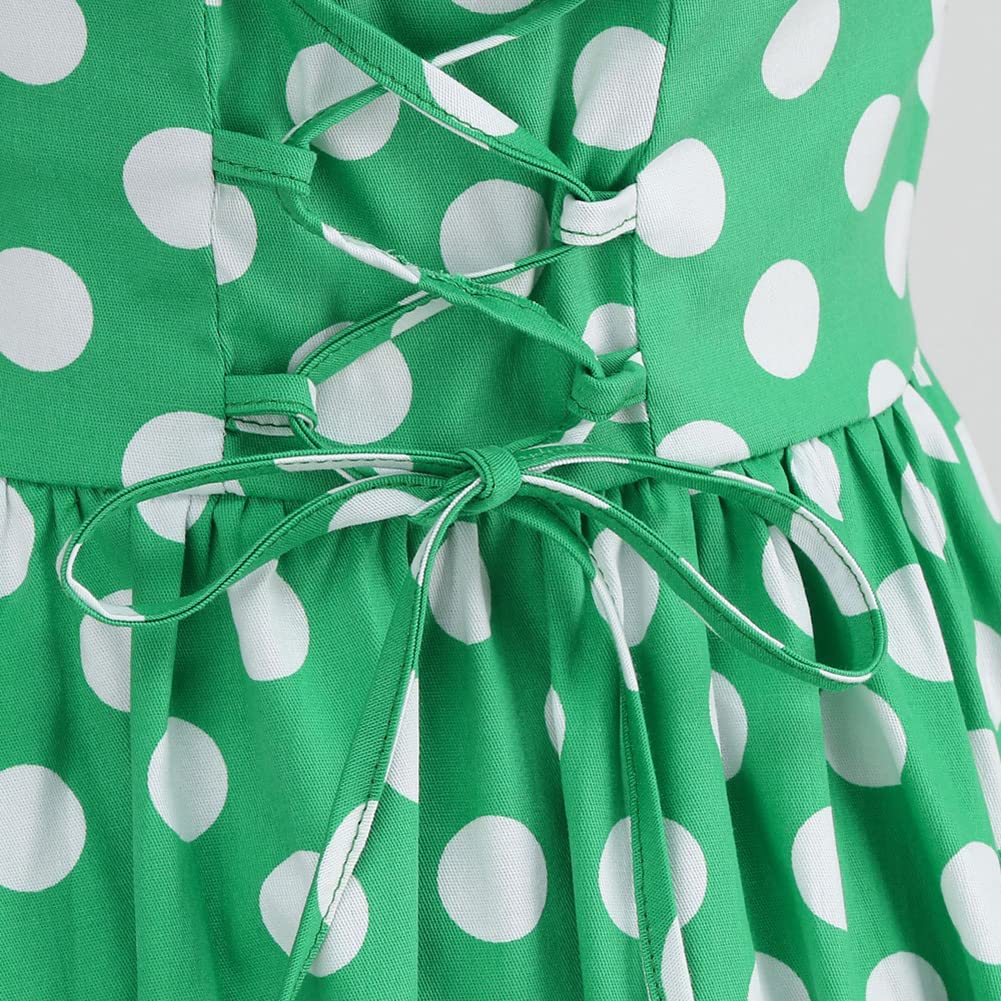 IMEKIS Femmes Années 1950 Vintage Une Ligne Licou Cou Robe à Pois sans Manches Cocktail Soirée Rétro Balançoire Robe Longueur Au Genou Fête de Mariage Robe de Bal