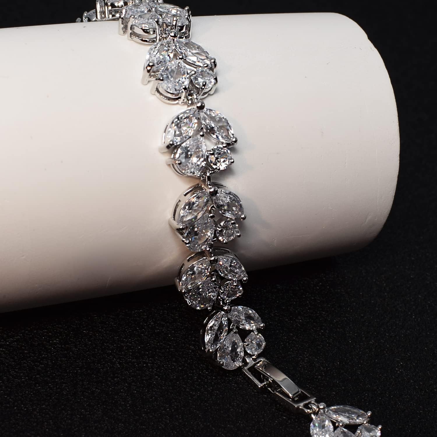 Marquise Teardrop Tennis Wedding Bracelet - Dazzling Statement Bracelet Wedding Jewelry for Bride & Bridesmaids, Sparkling Bridal Party Prom - Image 5