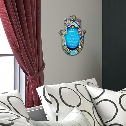 Miniatura 4 de MASORET Epoxy Hamsa English Home Blessing 7.5 * 5.9" - Motivo de mosaico