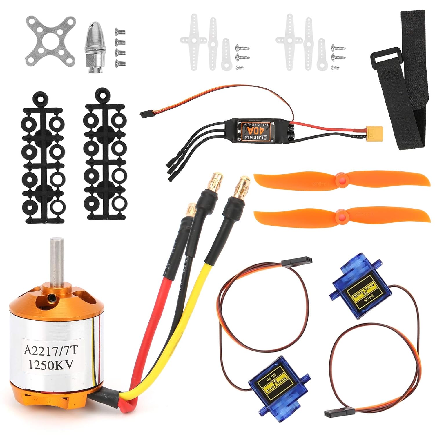 RC Helicopter Motor Kit, 2217 KV1250 Motor 8060 Propeller Steering Engine 40A ESC for RC Helicopter