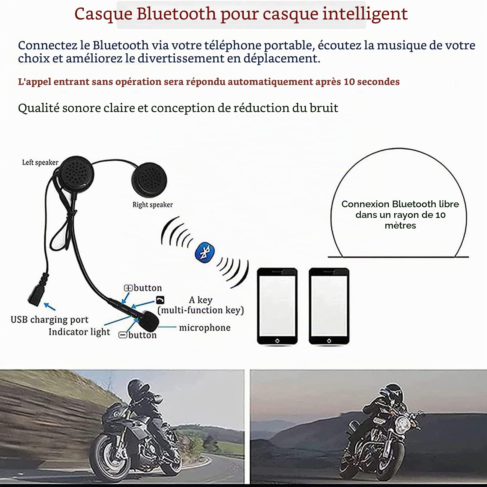 Casque de Moto Jet Adultes Ouvert Double Visière, Micro Intégré, ECE H, Taille M=57-58cm