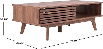 Safavieh Home Collection Rori Walnut 1-Shelf (46 w. x 23 d. x 16 h.) Coffee Table