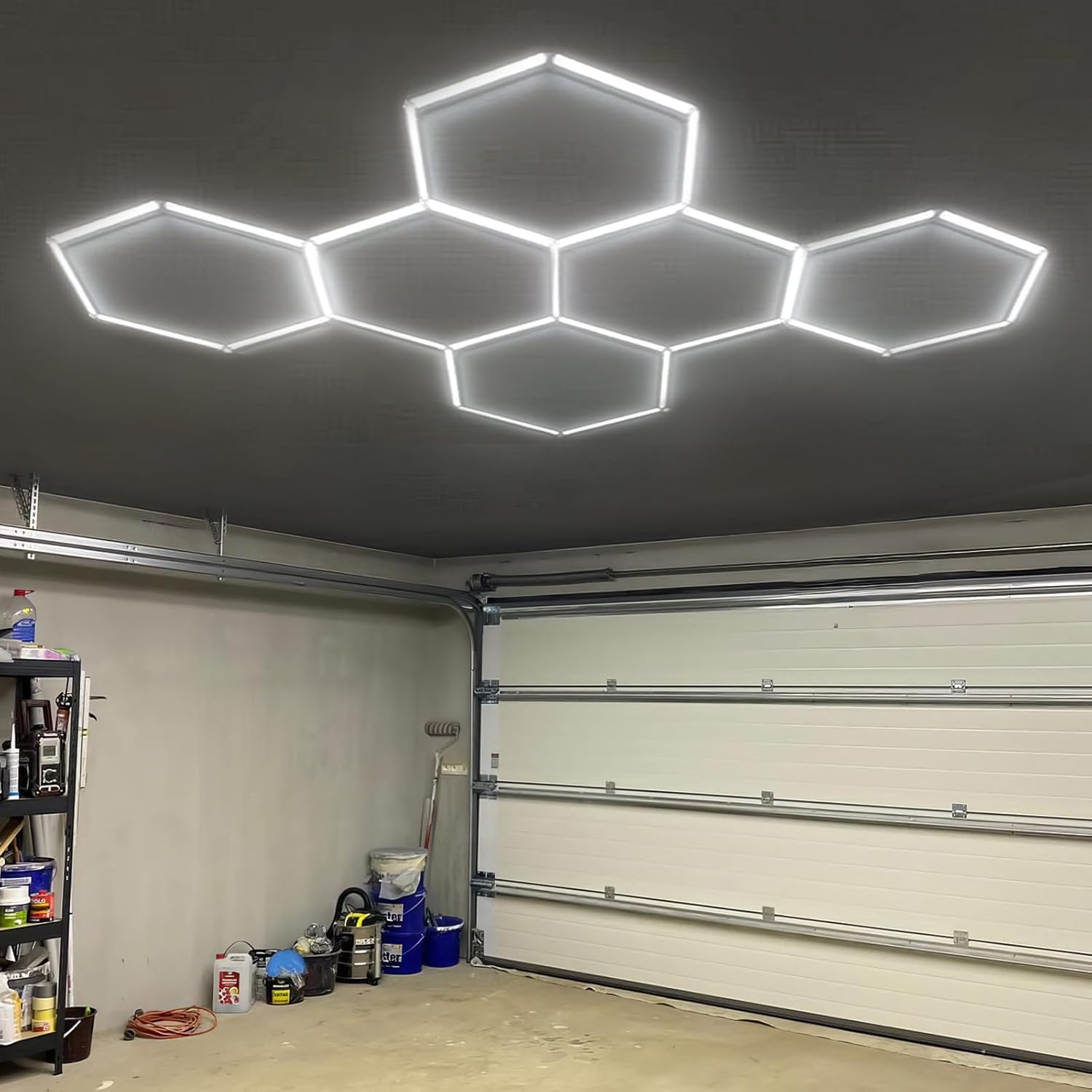 Hexagon Lights: High Brightness 220W, 25,960 LM, 6500K Hexagon Garage Lights, Hexagon LED Lights 6 Grid for Garage, Shopping Mall, Workshop and Car Detailing Shop etc