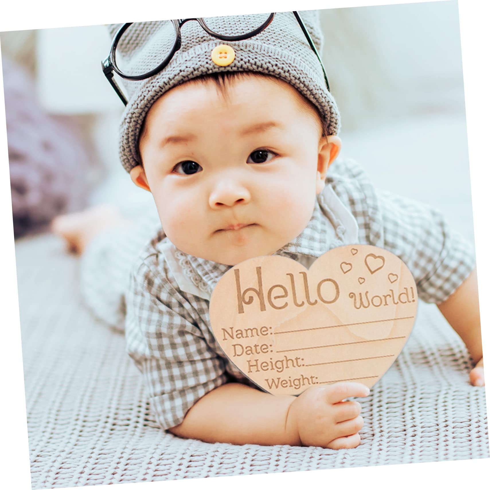 BESTonZON Infant Birth Announcement Sign 3pcs Wooden Baby Name Sign Polished Smooth Surface for Mom