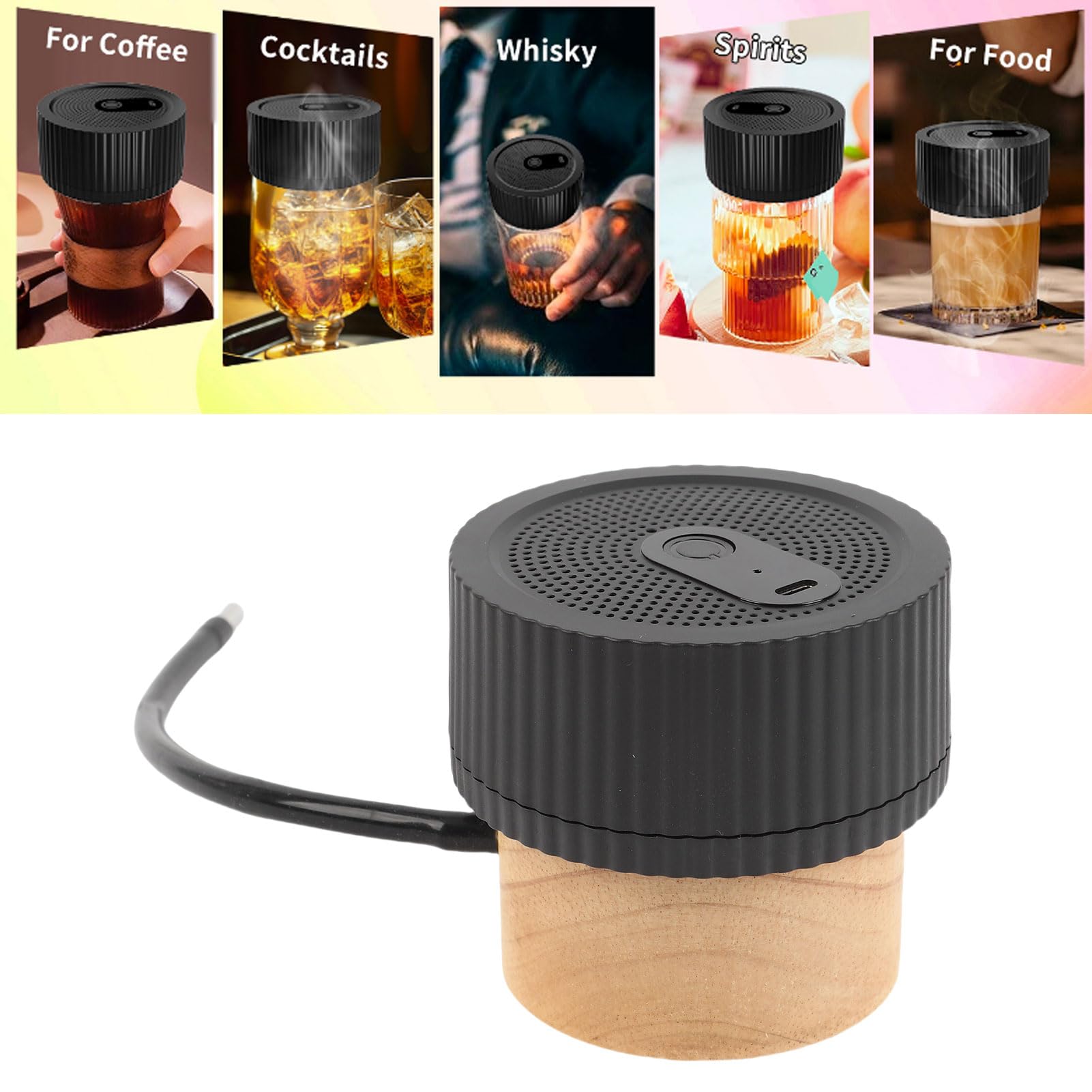 CHICIRIS Electric Whiskey Smoker Kit with Rechargeable Battery and 6 Wood