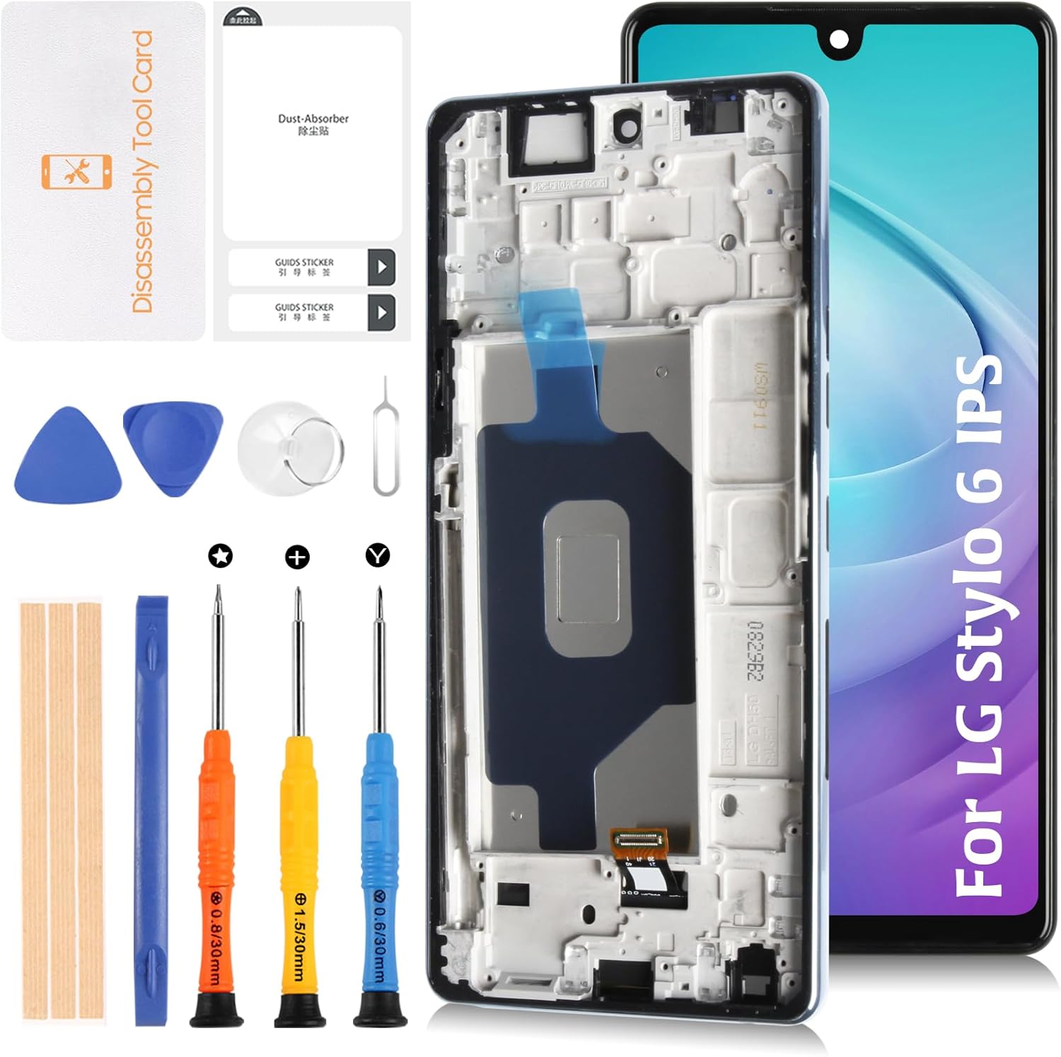for LG Stylo 6 Q730 6.8" LCD with Blue Frame Screen Replacement LMQ730TM LCD Display Touch Digitizer Screen Assembly with Repair Tools