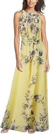 Vestiti Donna Maxi Lunghi Abito Senza Maniche Boho Stampa Paesaggio Di Città Di Mare Vestito Casuale Spiaggia Festa Abiti Eleganti Swing Leggeri Estivi - 12
