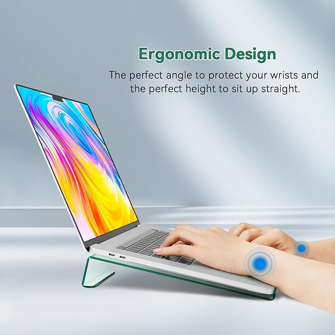 Soporte para Laptop de Acrílico con Reposamuñecas Verde miniatura 2