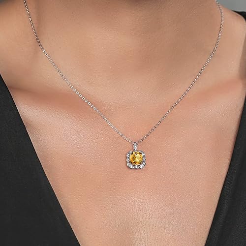 Miniatura 4 de Gem Stone King Collar con colgante de piedra natal de plata de ley 925 de 0.315 in para mujer con cadena de plata de 18 pulgadas