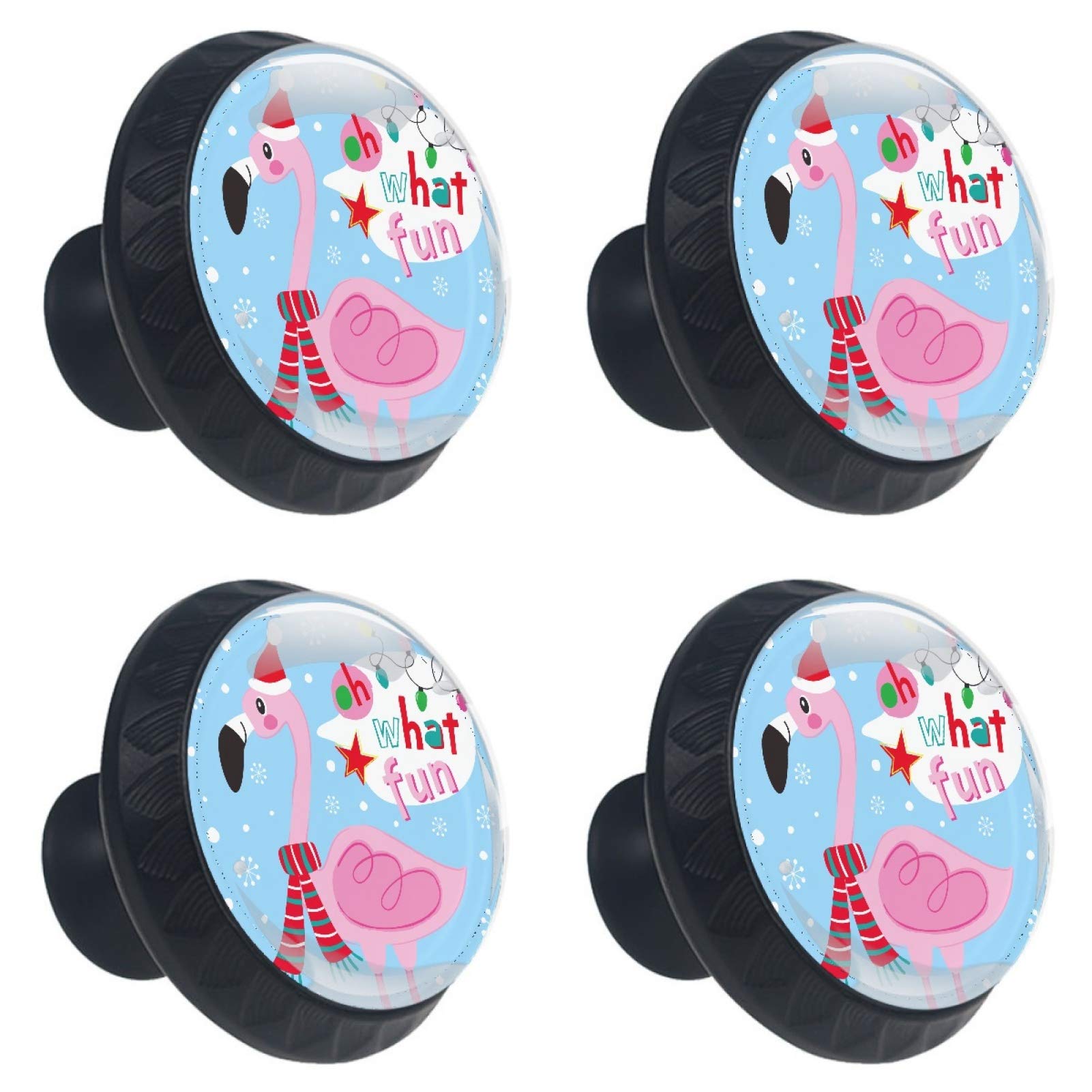 Boutons de meuble pour personnaliser une commode motif flocon et flamant rose en verre