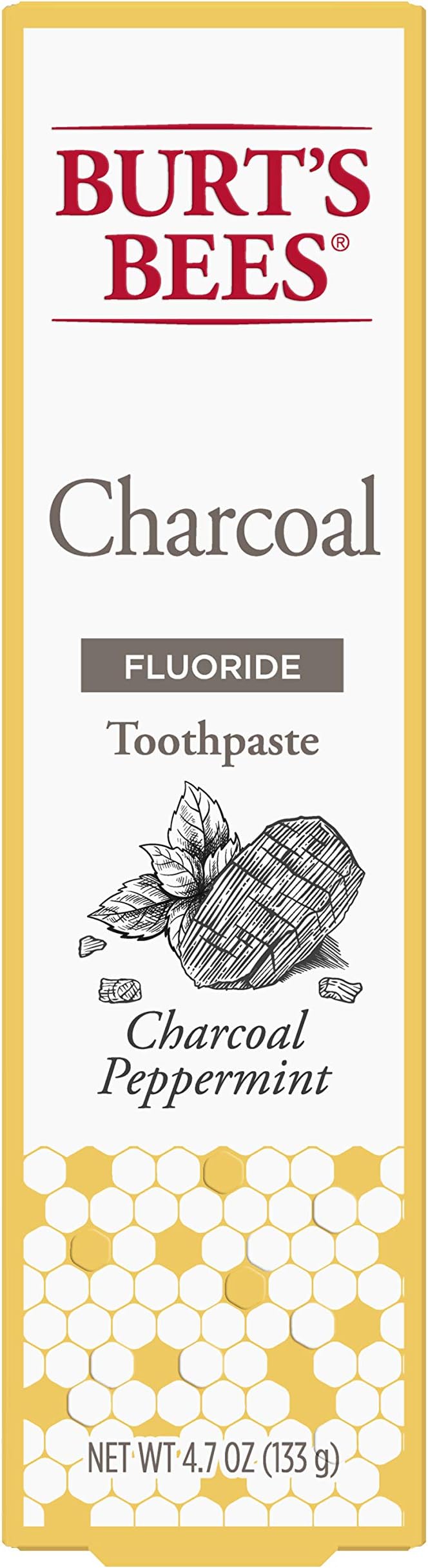 Burt’s Bees Toothpaste, Charcoal with Fluoride, Peppermint, 4.7 oz