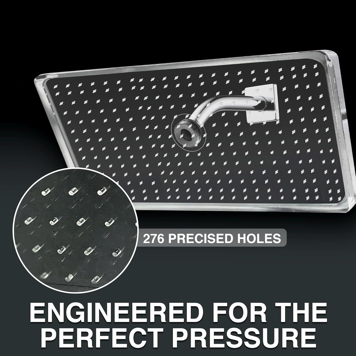 Luxury Extra Large Rain Shower Head 18 Inch - Big Rectangle Overhead Clear Plastic High Pressure Rainfall Shower Head - Adjustable & Removable Flat Acrylic High Flow Waterfall Head - Easy to Install