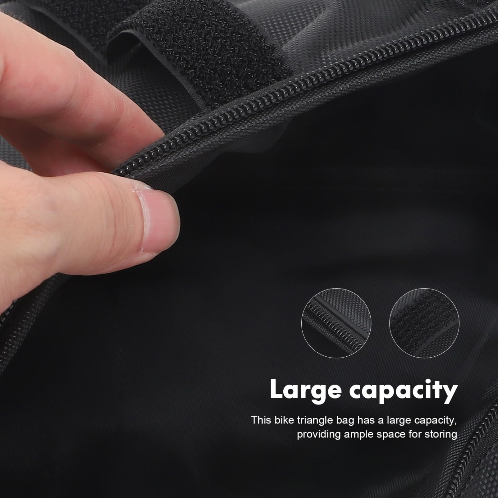 POPETPOP Borsa Triangolare per Telaio Bici 693-3 Grande in Oxford Nero | Resistente alle Intemperie, per Camping e Ciclismo, Capienza Ampia, Installazione Semplice
