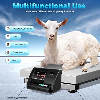 2T/4409Lbs Livestock Scale High Precision Indicator High Precision Livestock Scale Kit with Ultra-Bright LED Display Floor Animal Scale Kit for Goat, Cattle, Pig, Sheep, Horse, Vegetables
