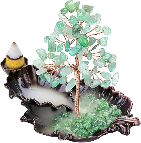 Top Plaza Quemador de incienso en cascada, quemador de reflujo de cerámica, soporte de incienso para yoga, meditación, incienso en forma de hoja,